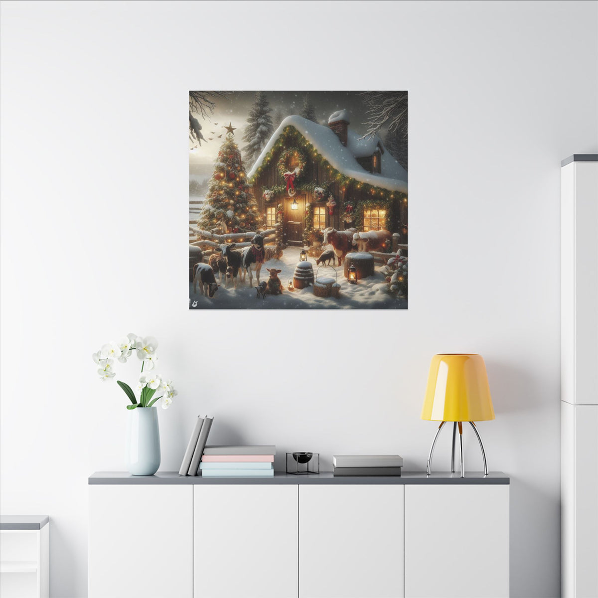 Christmas Cottage Canvas Wall Art