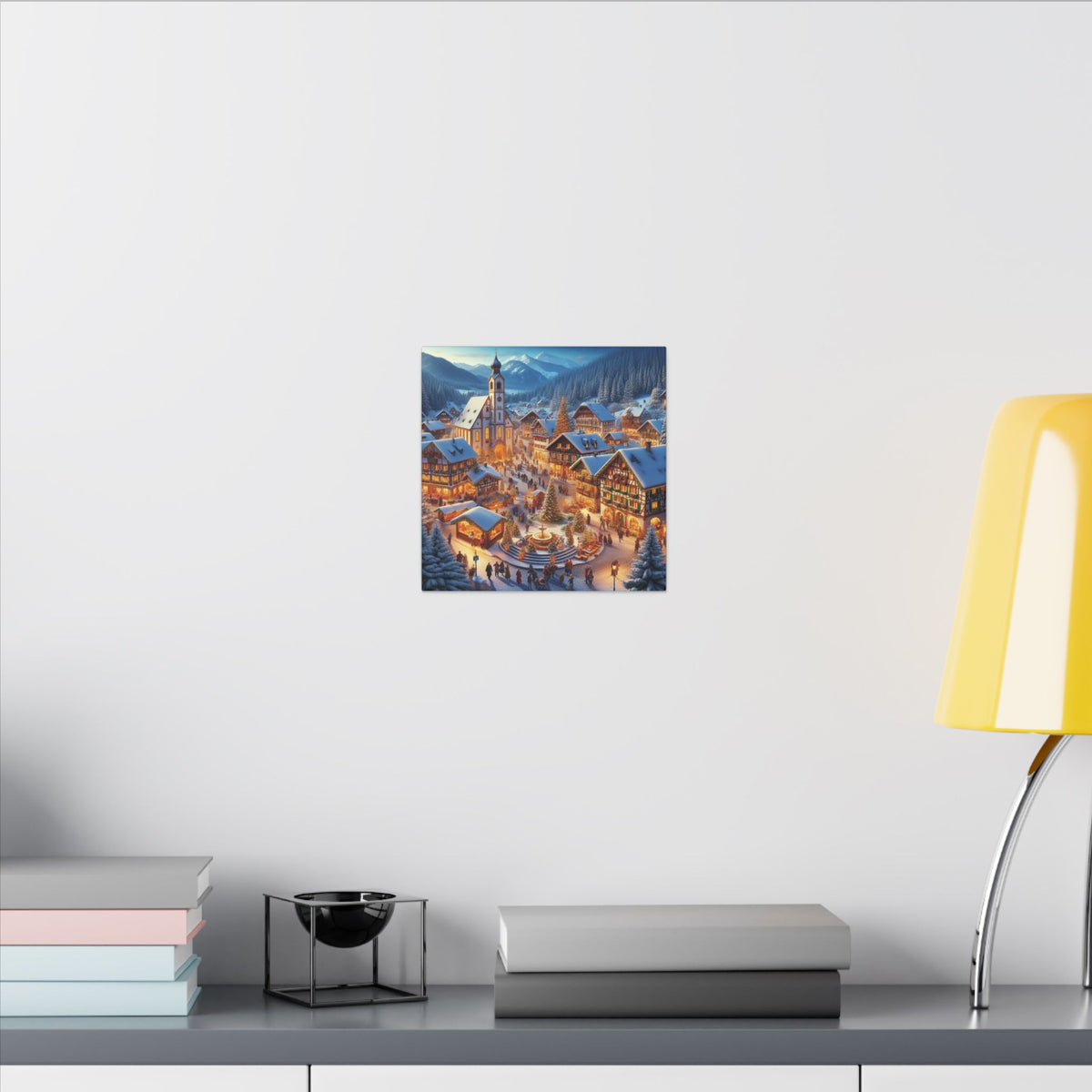German Winter Village Christmas Canvas Wall Art