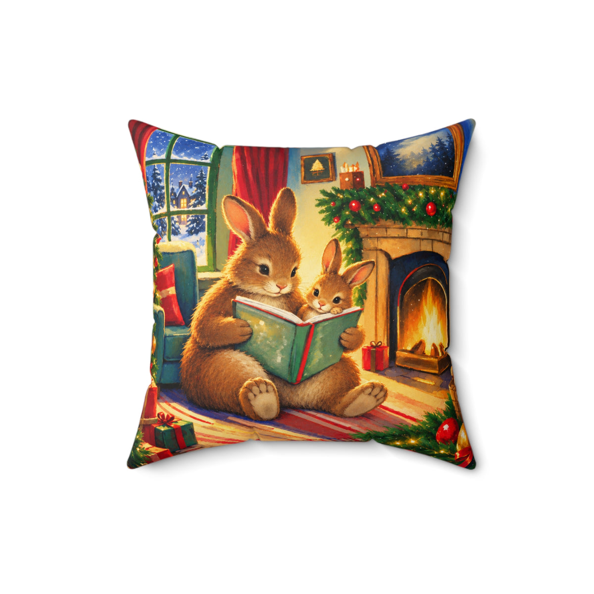Christmas Bunny Story Pillow