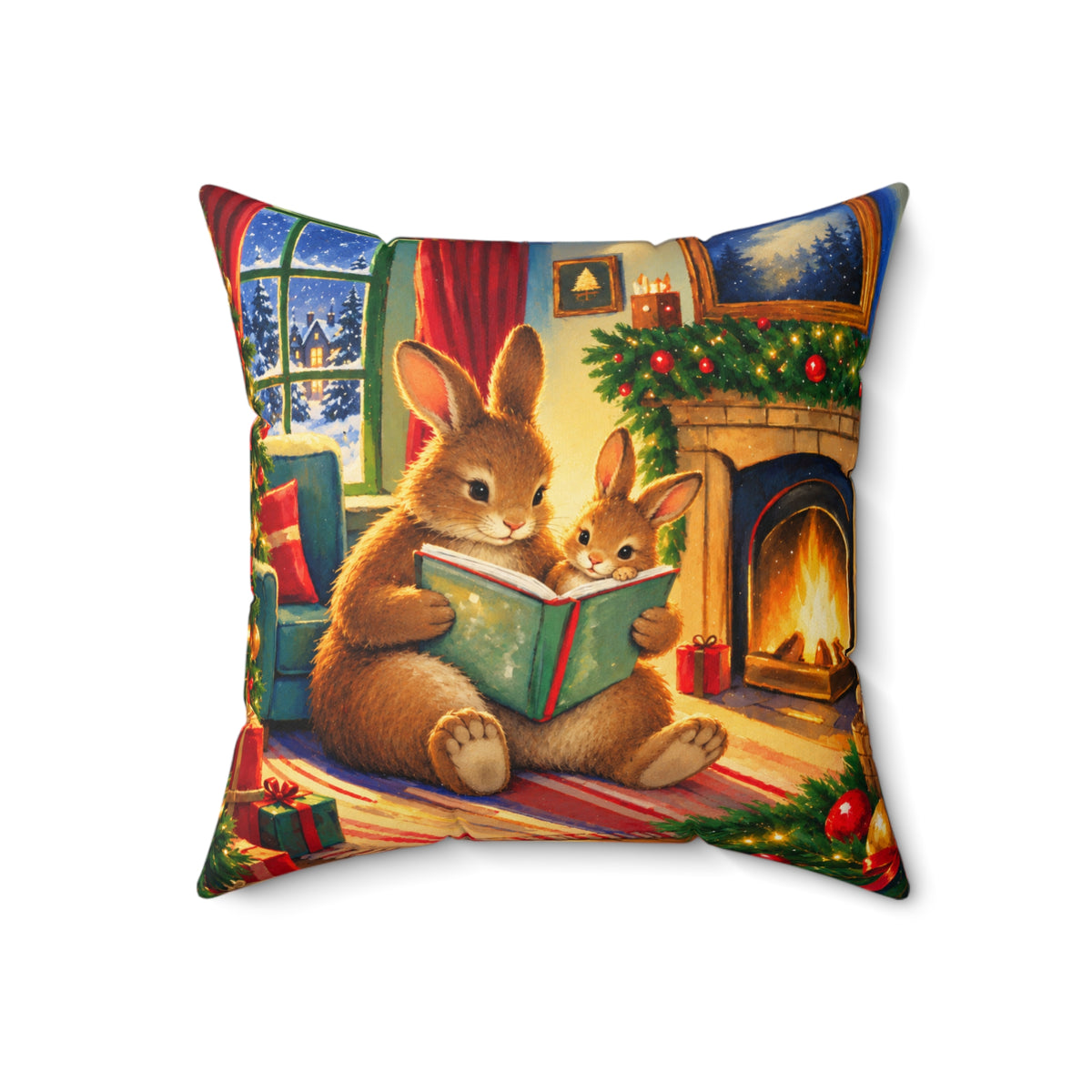 Christmas Bunny Story Pillow