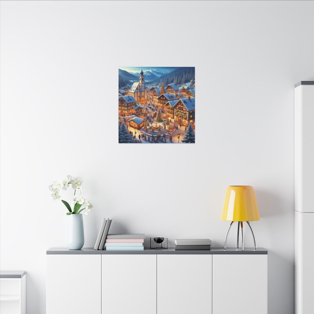 German Winter Village Christmas Canvas Wall Art