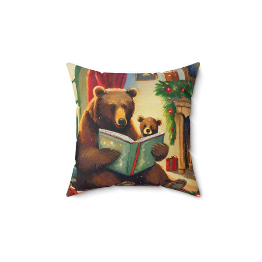 Cozy Christmas Bear Story Pillow