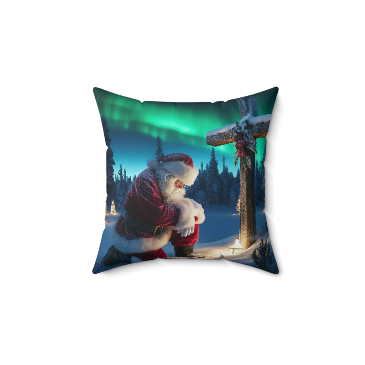 Christmas Santa Kneeling Cross Pillow