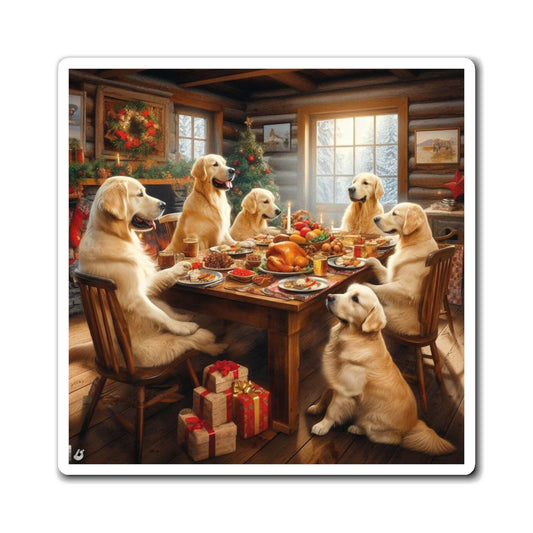 Golden Retriever Christmas Dinner Magnet