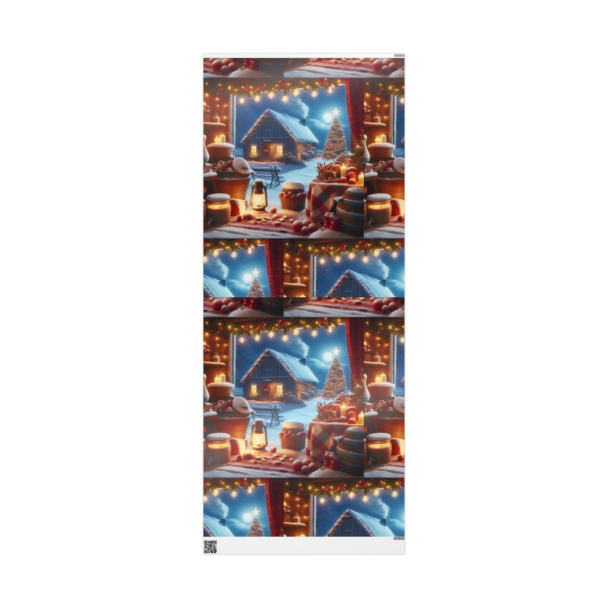 Christmas Farmhouse Wrapping Paper Roll — Cozy Holiday Gift Wrap