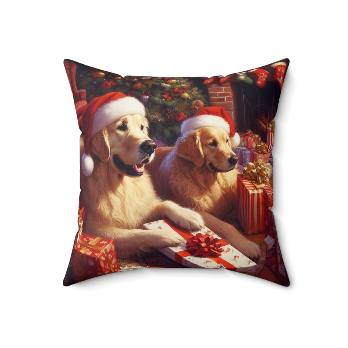 Golden Retrievers Christmas Morning Pillow