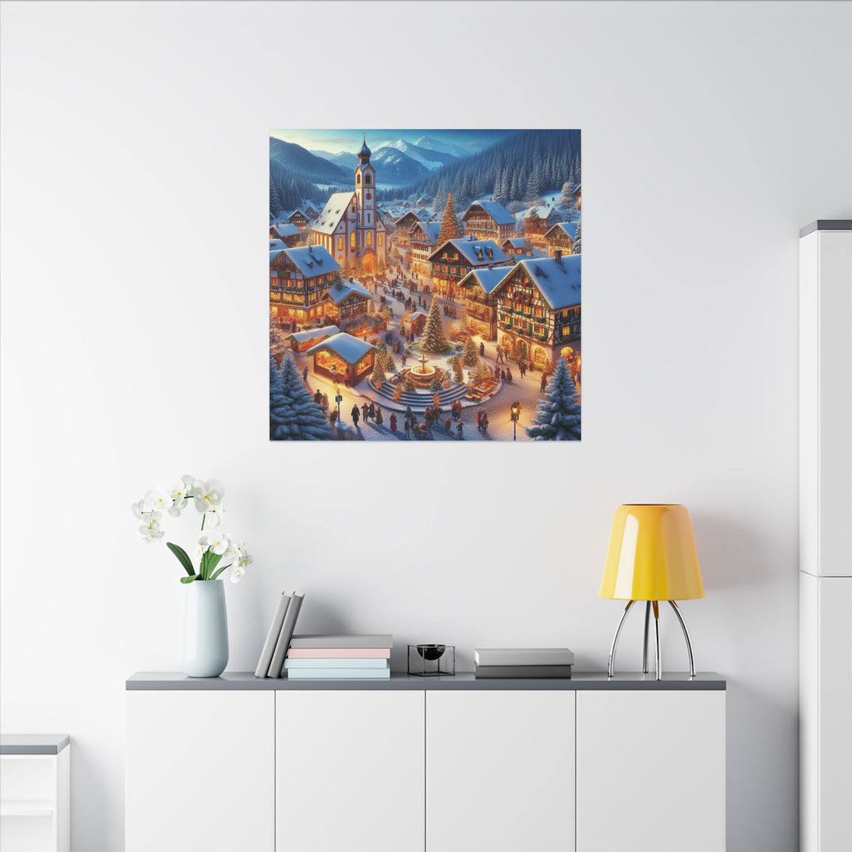 German Winter Village Christmas Canvas Wall Art