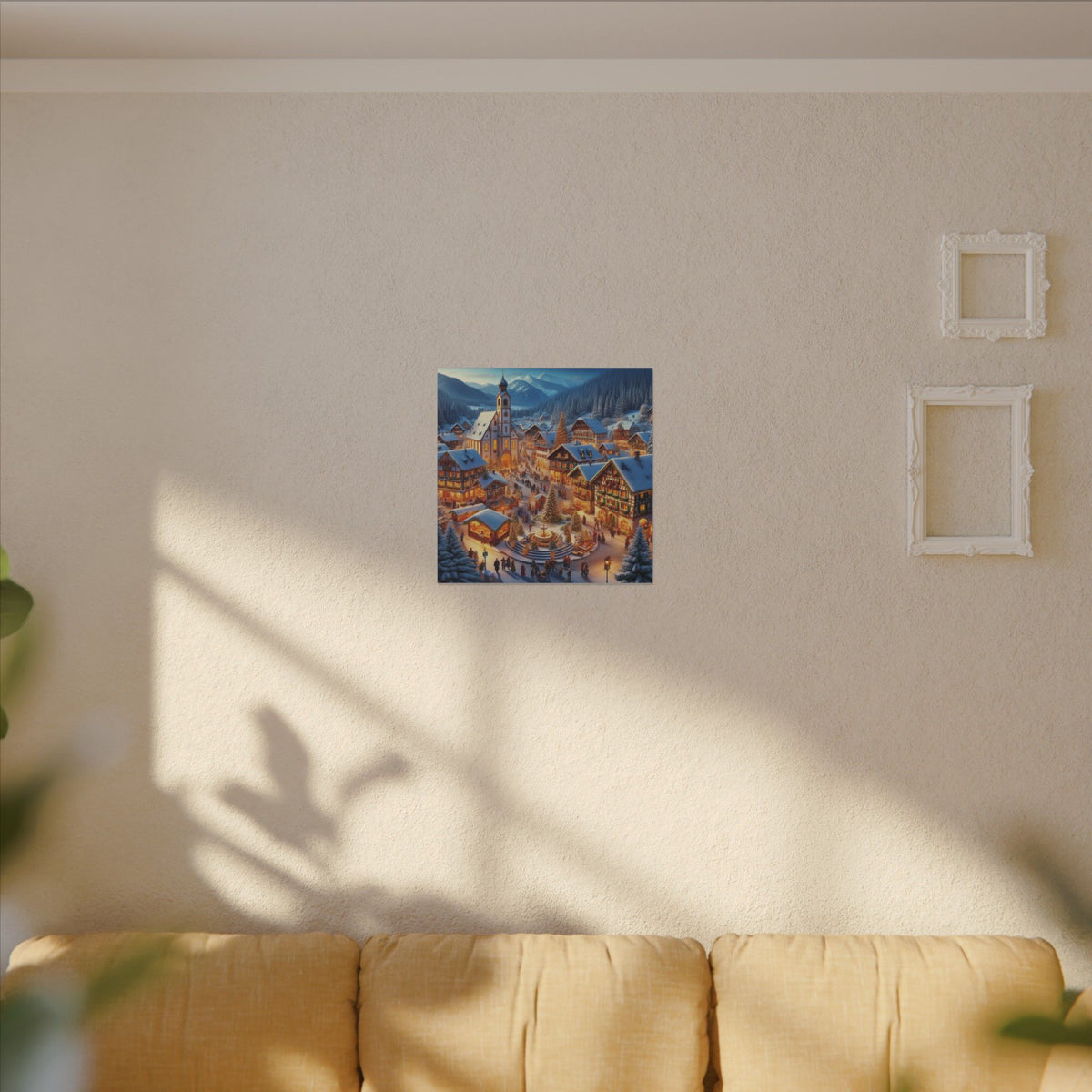 German Winter Village Christmas Canvas Wall Art
