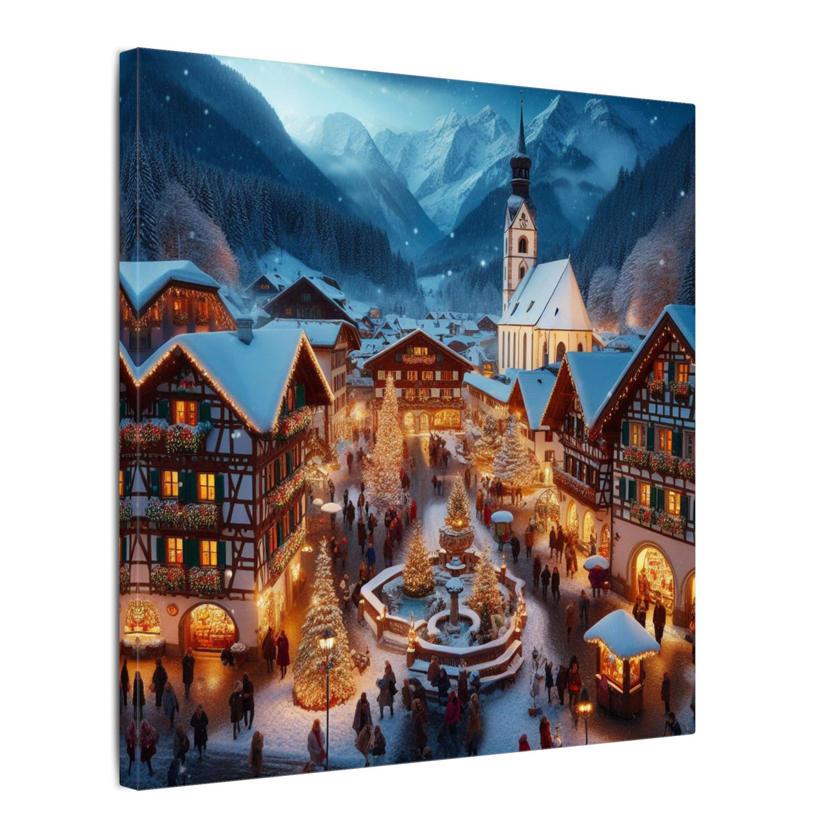 German Winter Village Christmas Canvas Print