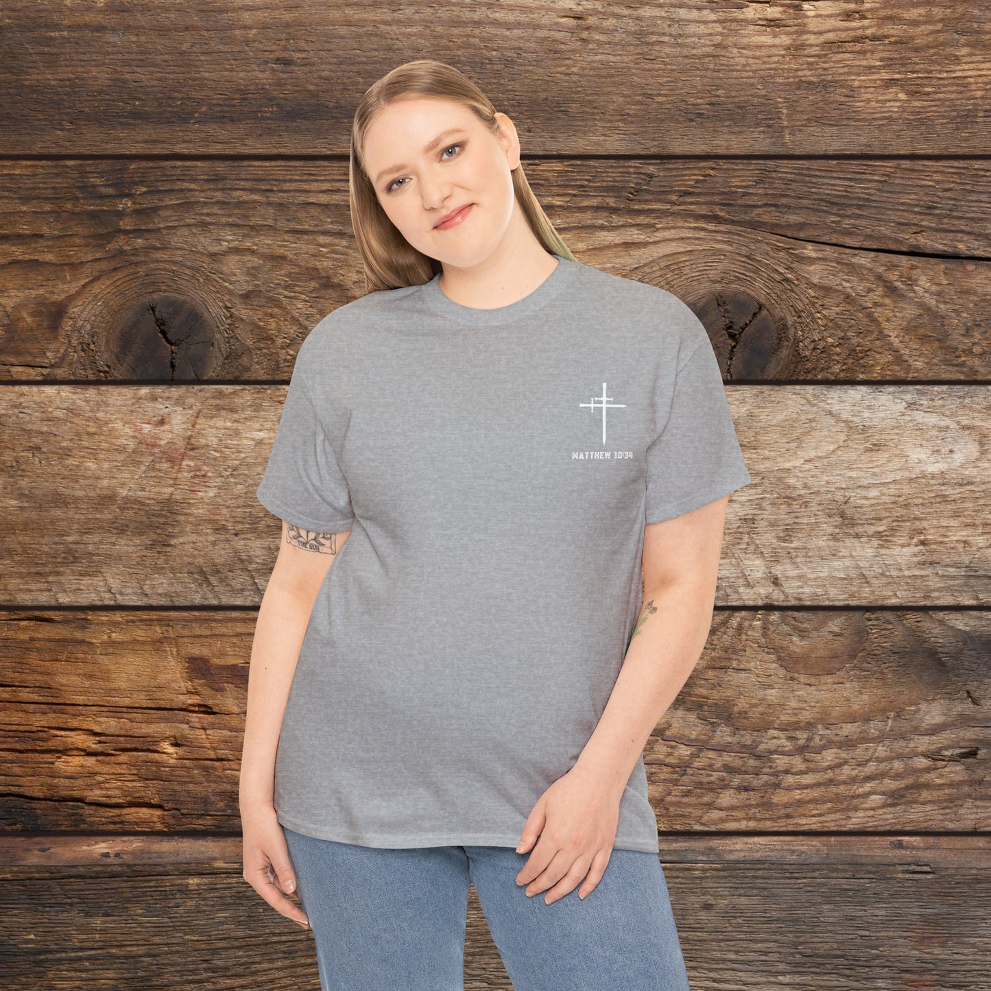 Matthew 10:34 Not Peace But A Sword Cotton Tee