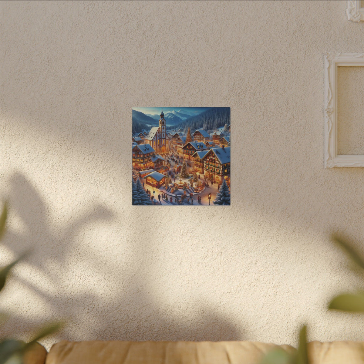 German Winter Village Christmas Canvas Wall Art