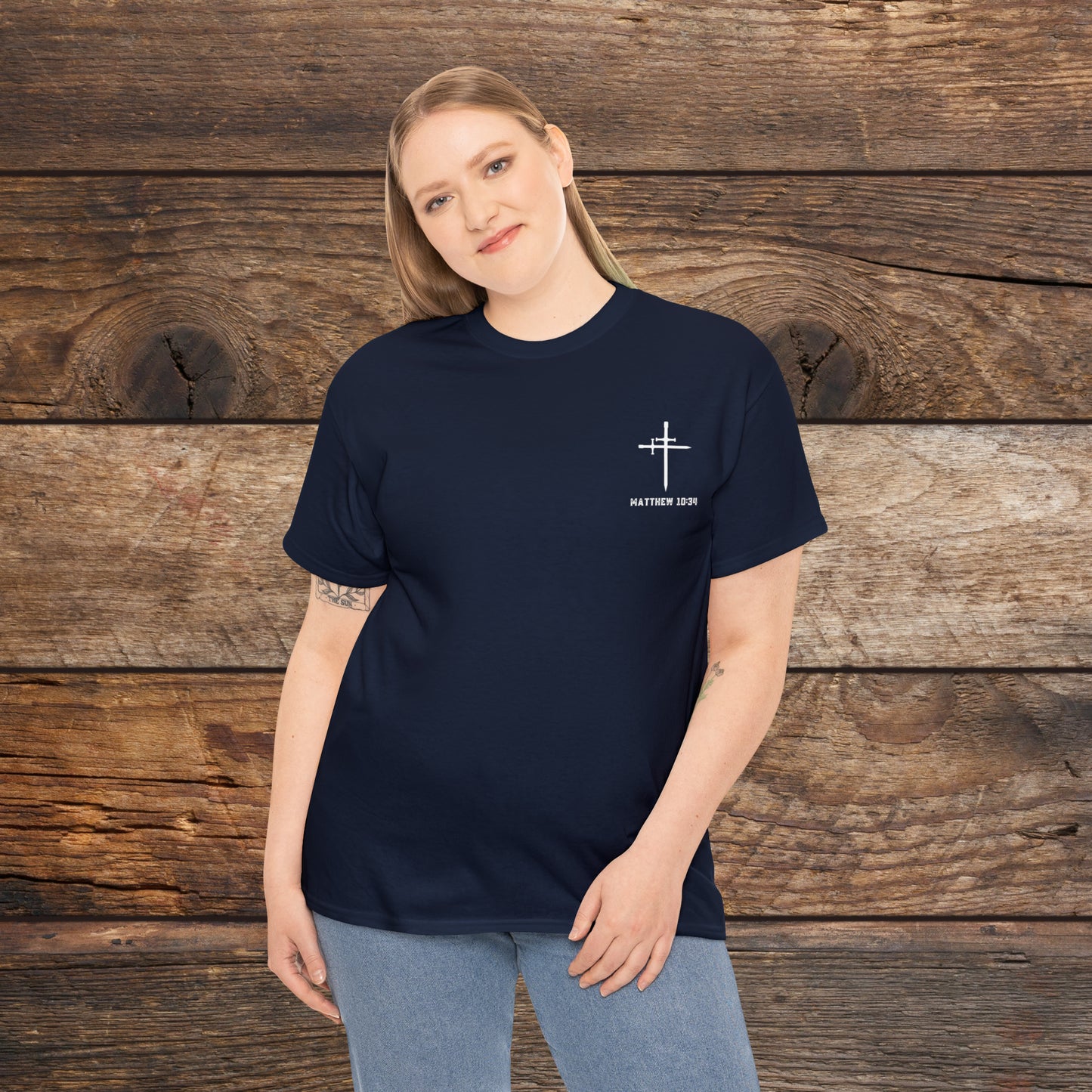 Matthew 10:34 Not Peace But A Sword Cotton Tee