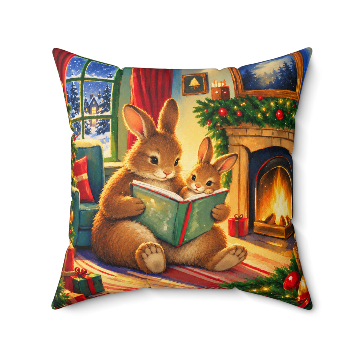 Christmas Bunny Story Pillow