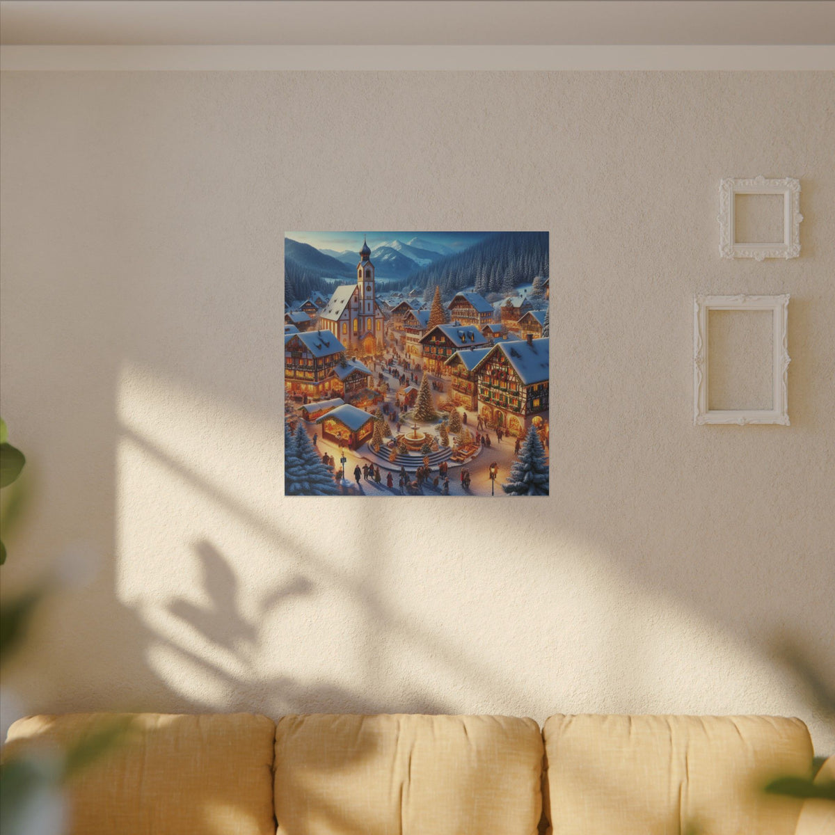 German Winter Village Christmas Canvas Wall Art