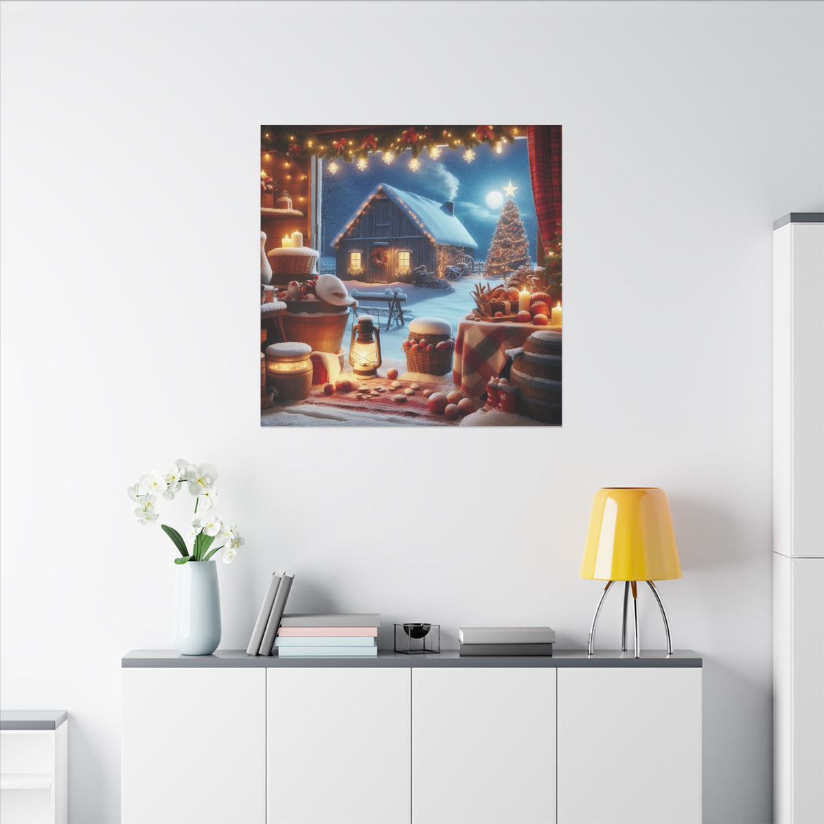 Christmas Cottage Matte Canvas Wall Art