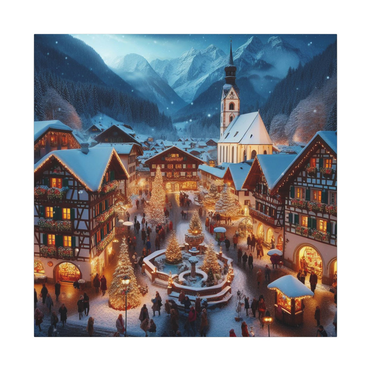German Winter Village Christmas Canvas Print