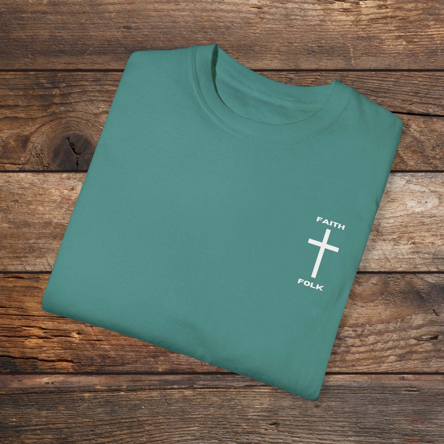 Faith and Folk Traditional Cross Unisex Garment-Dyed T-shirt