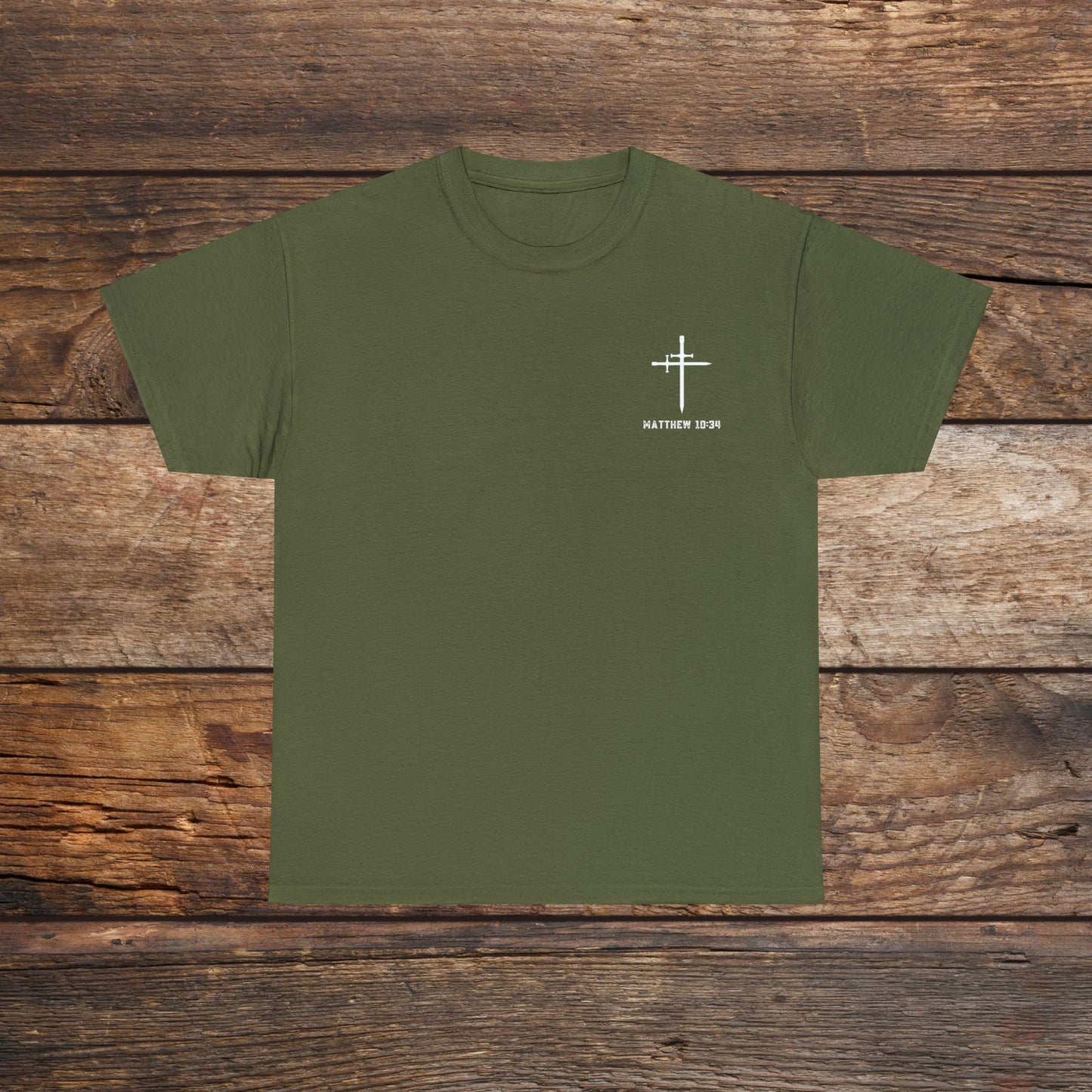 Matthew 10:34 Not Peace But A Sword Cotton Tee