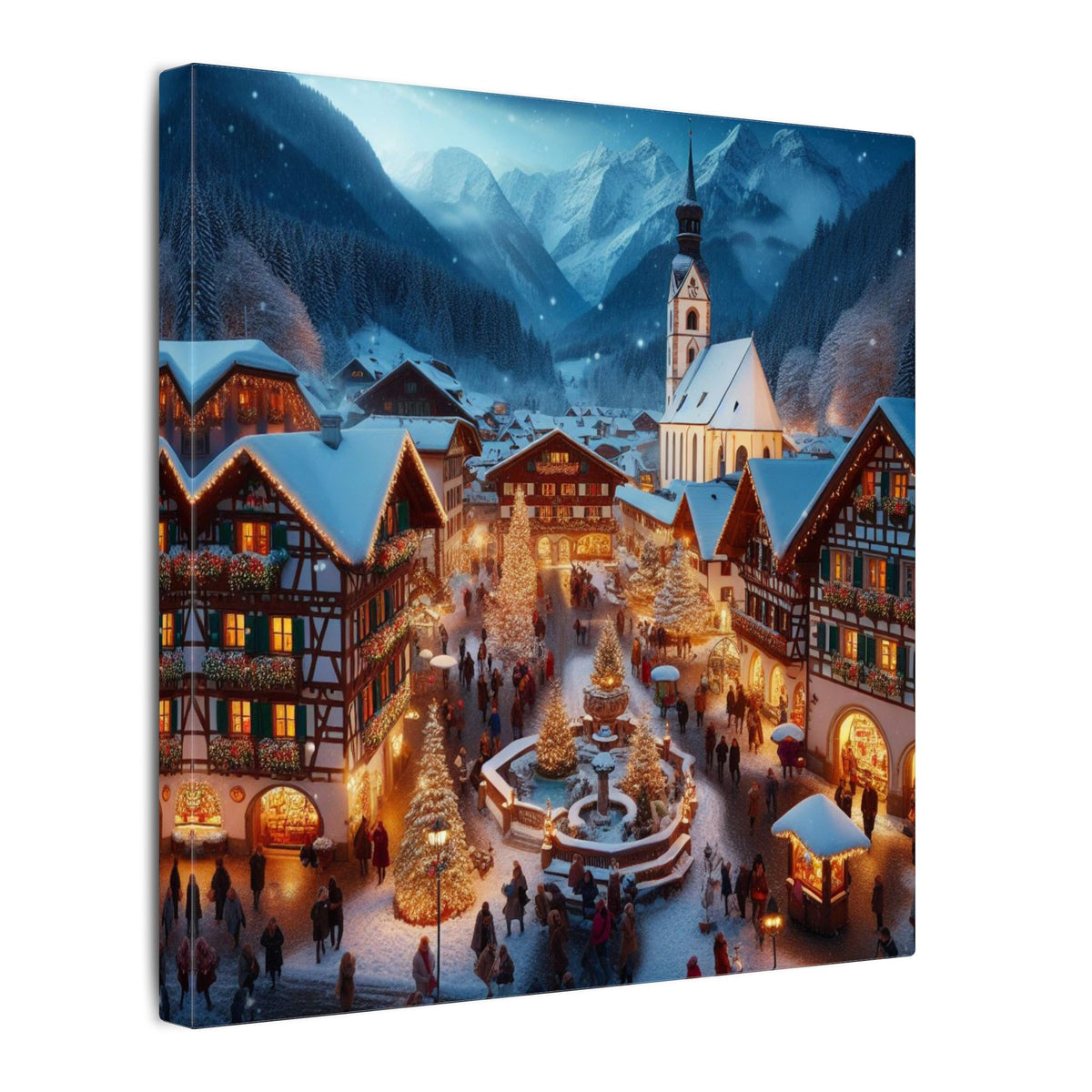 German Winter Village Christmas Canvas Print