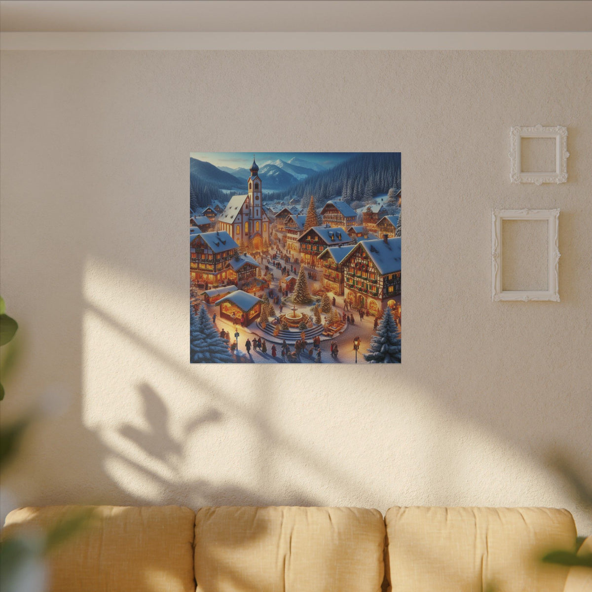 German Winter Village Christmas Canvas Wall Art