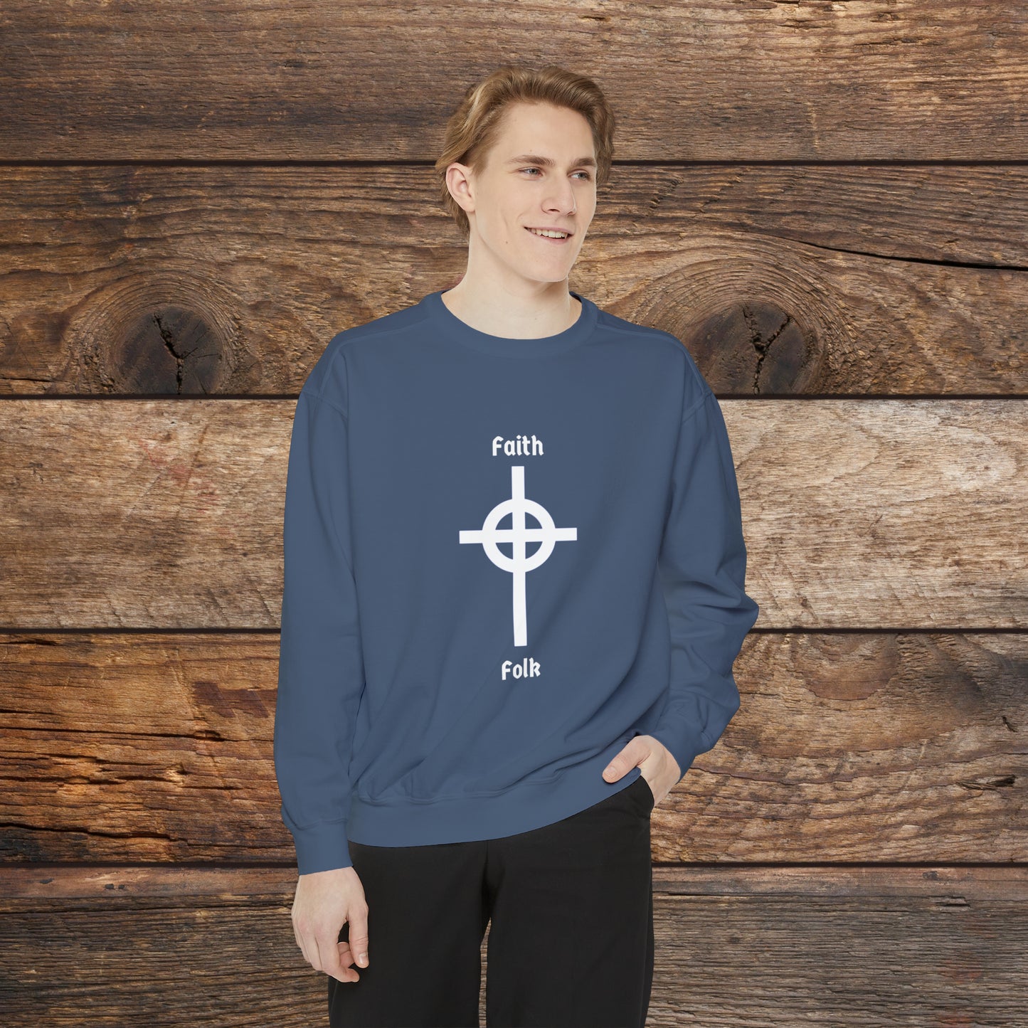 Faith and Folk Long Celtic Cross Crewneck Sweatshirt