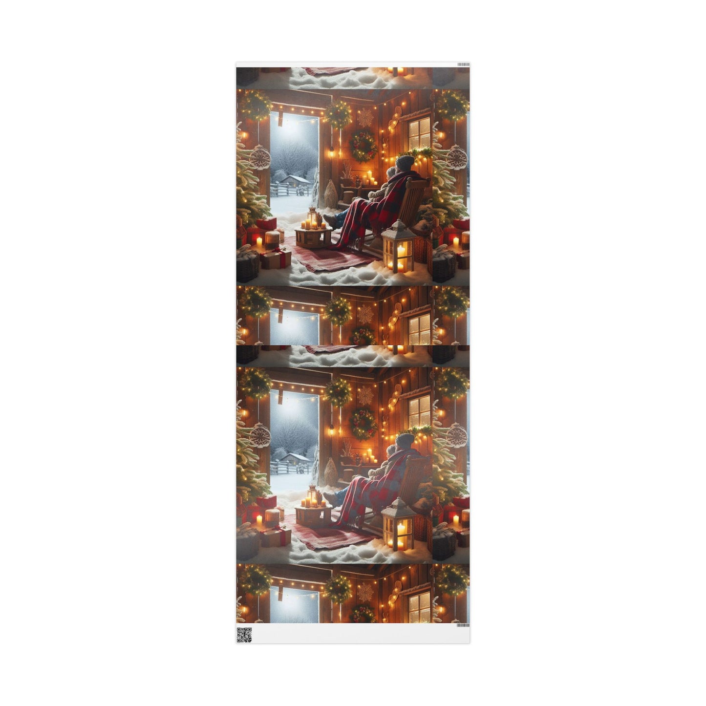 Cozy Cabin Christmas Wrapping Paper Roll — Rustic Scene Christmas Gift Wrap
