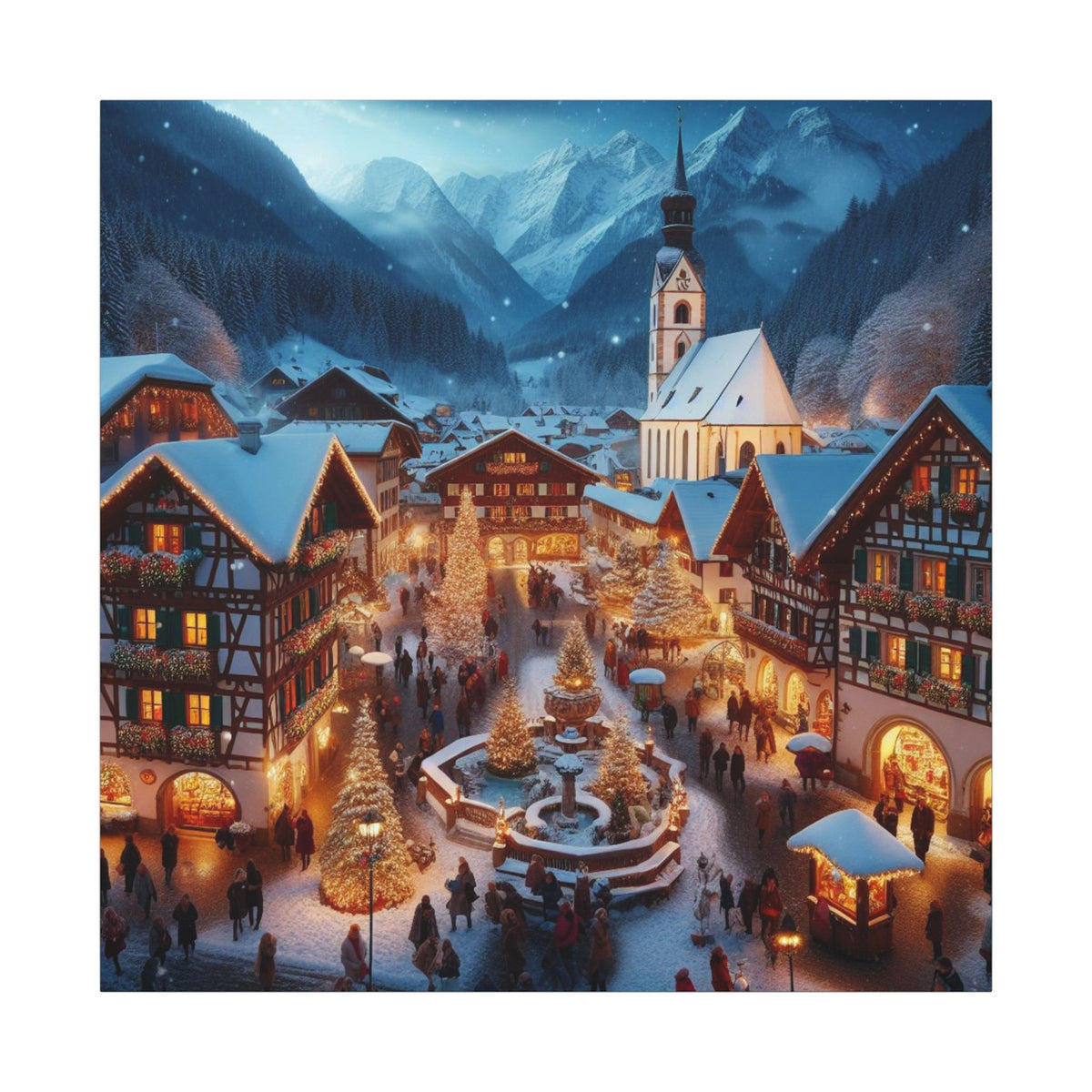 German Winter Village Christmas Canvas Print