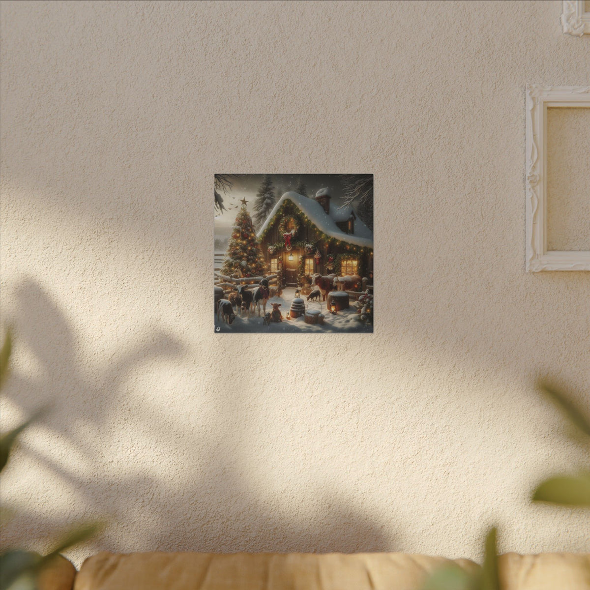 Christmas Cottage Canvas Wall Art