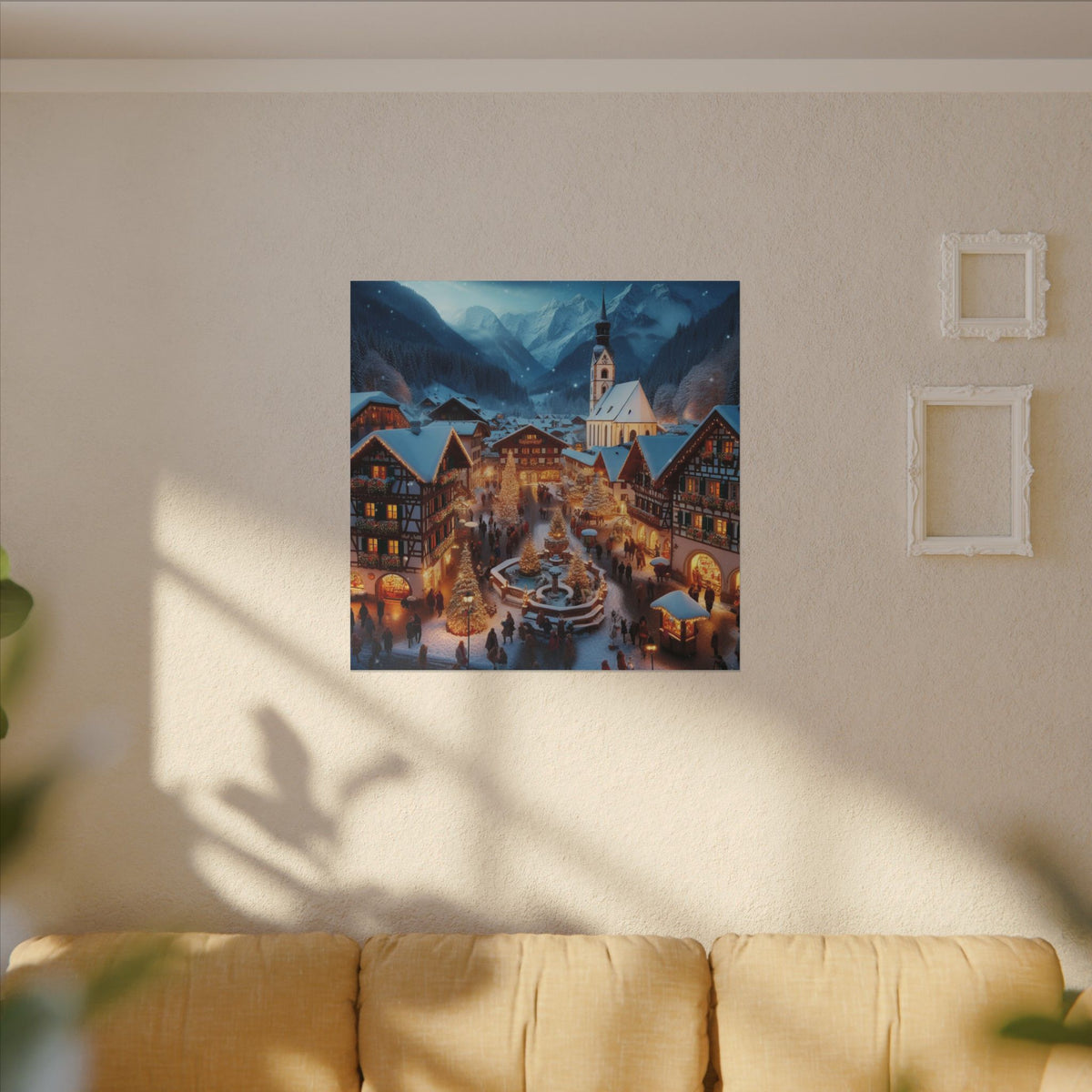 German Winter Village Christmas Canvas Print