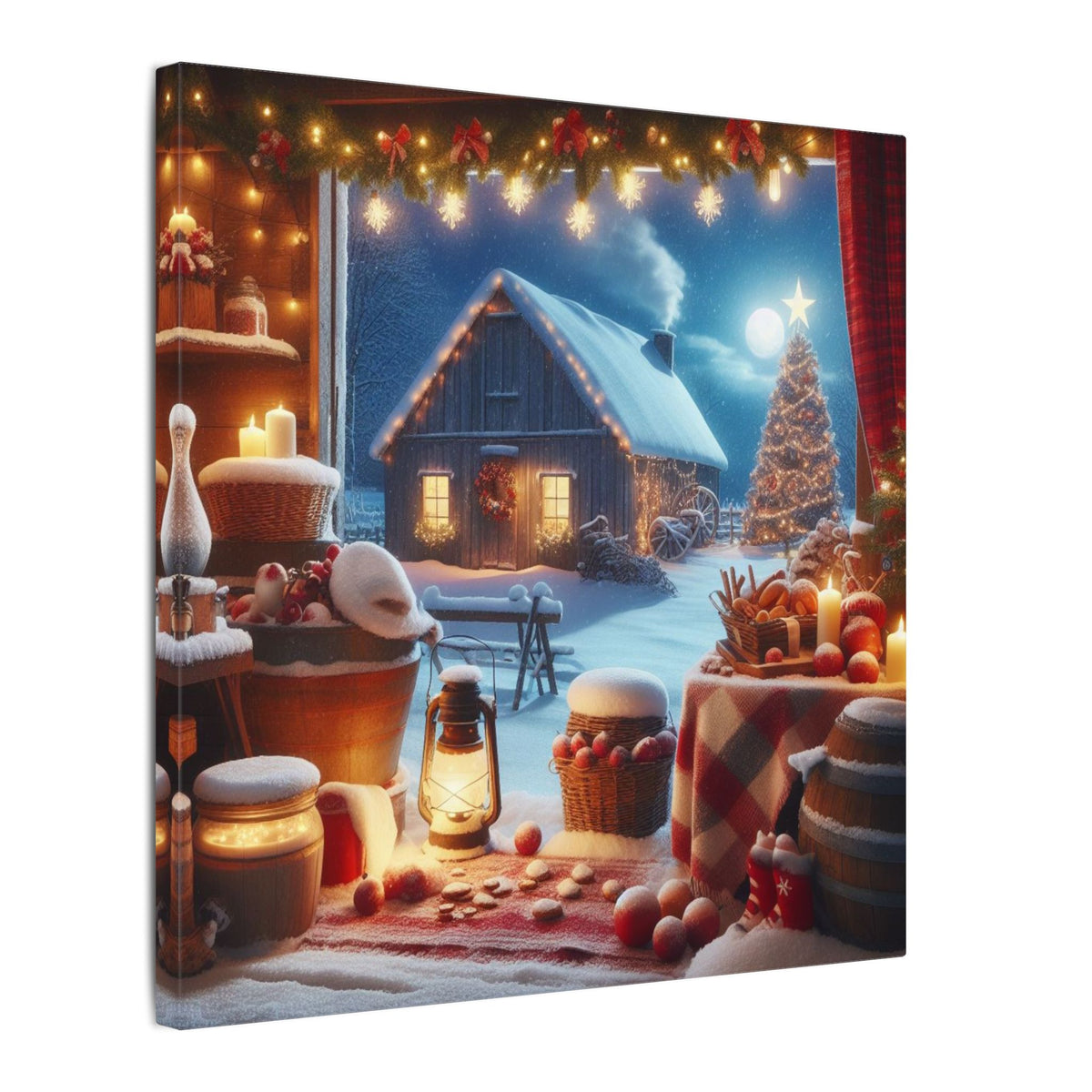 Christmas Cottage Matte Canvas Wall Art