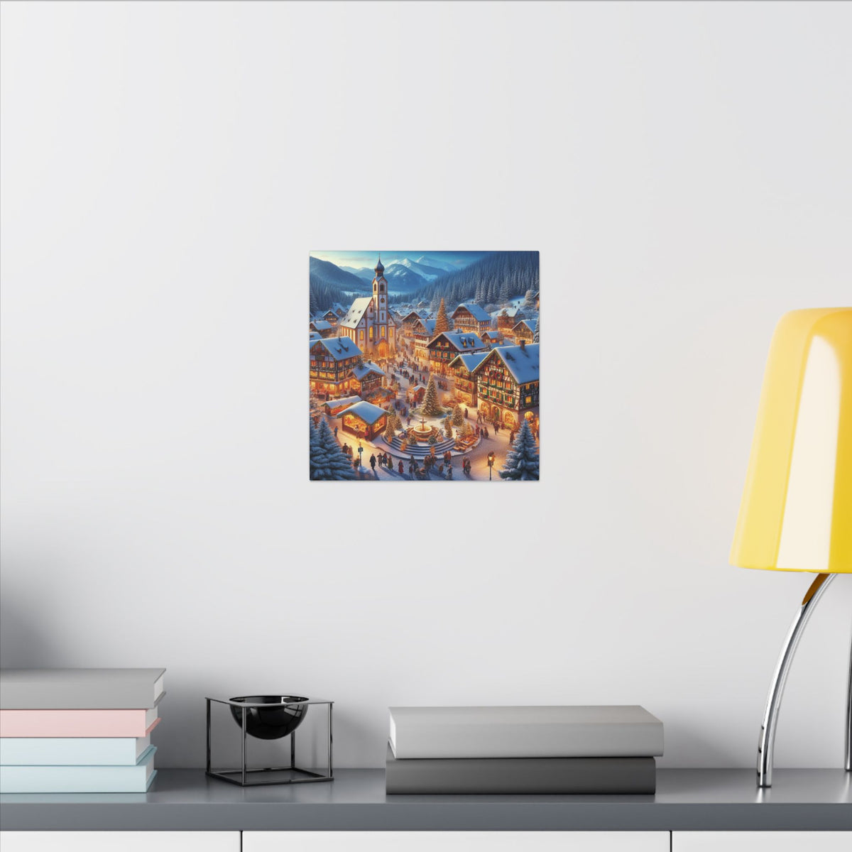 German Winter Village Christmas Canvas Wall Art
