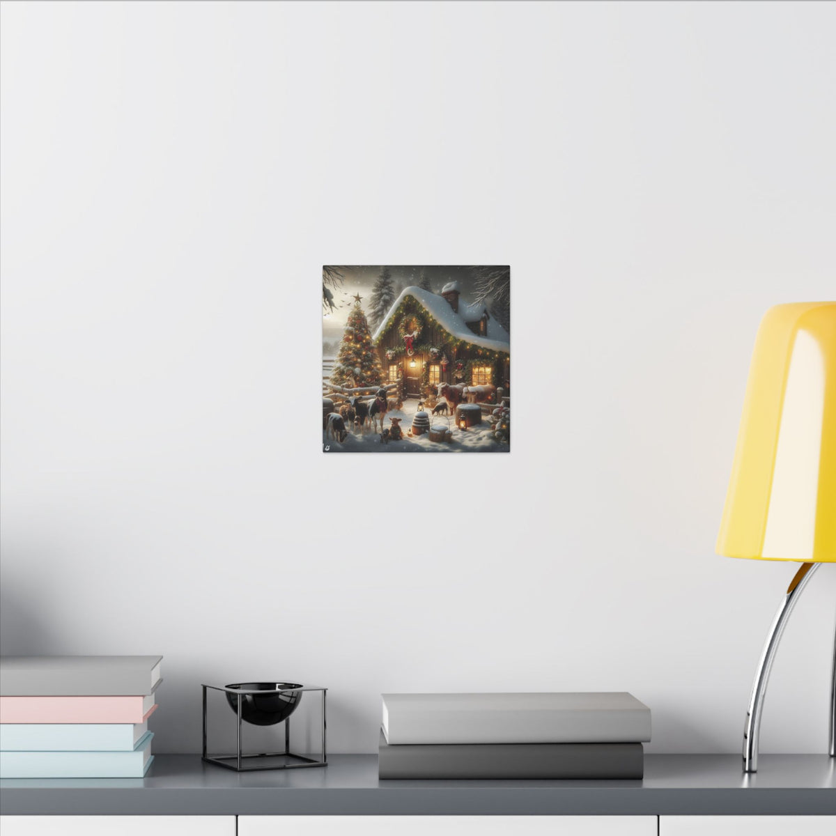 Christmas Cottage Canvas Wall Art