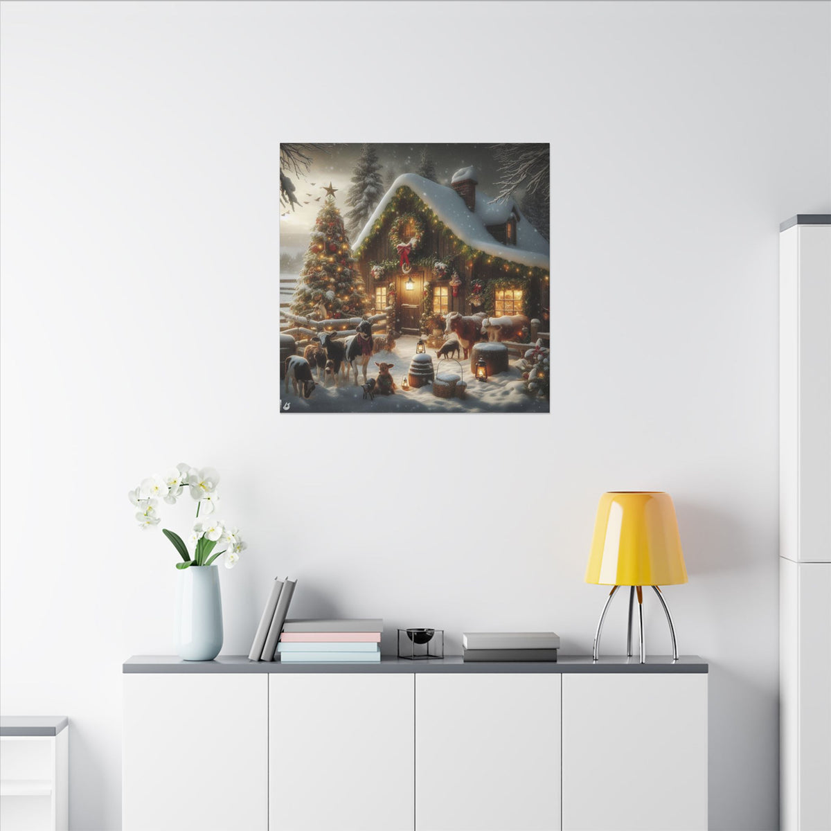 Christmas Cottage Canvas Wall Art