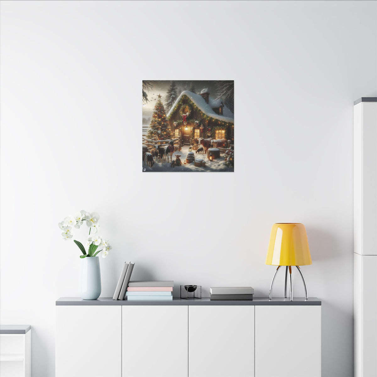 Christmas Cottage Canvas Wall Art