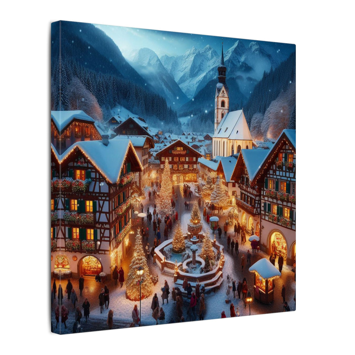 German Winter Village Christmas Canvas Print