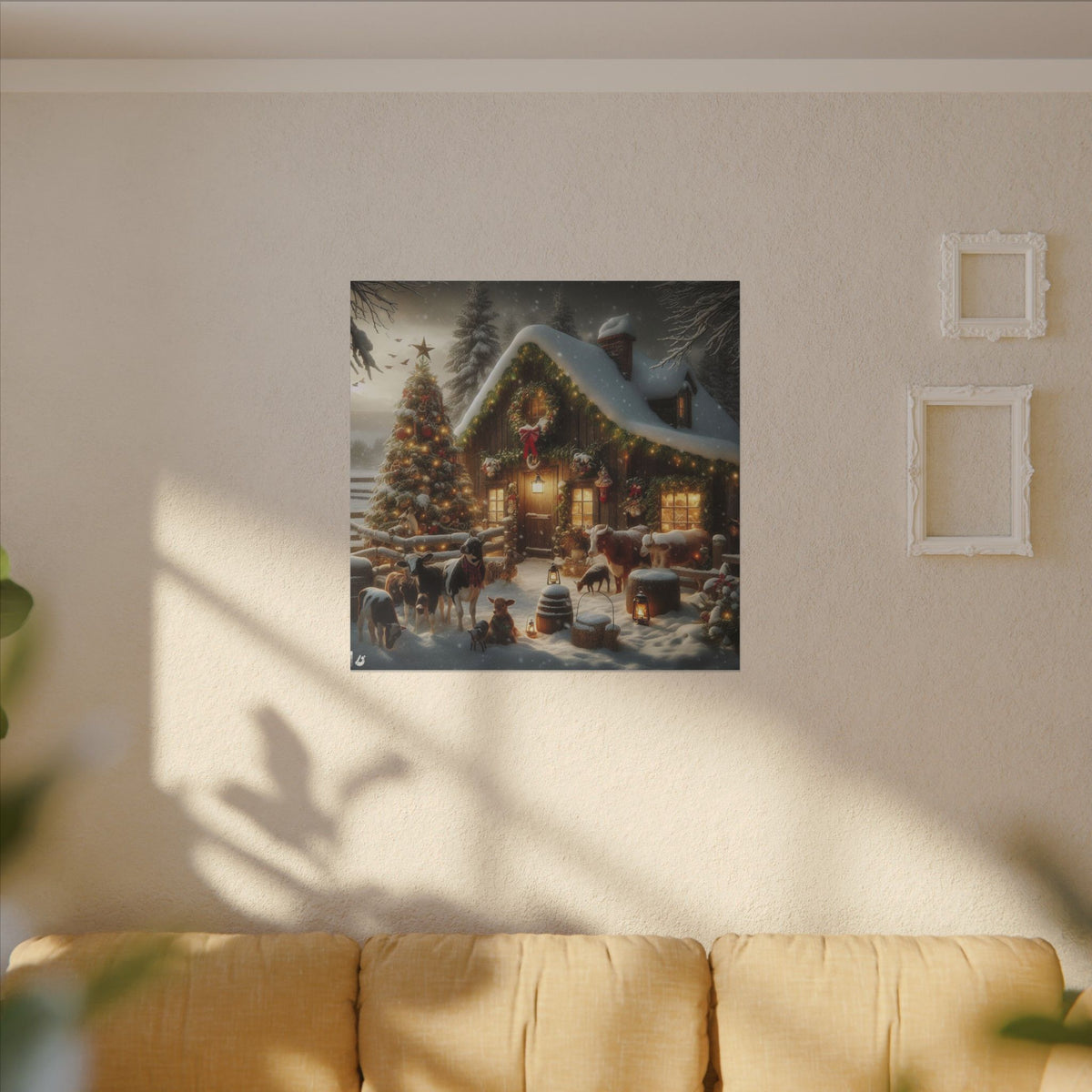 Christmas Cottage Canvas Wall Art
