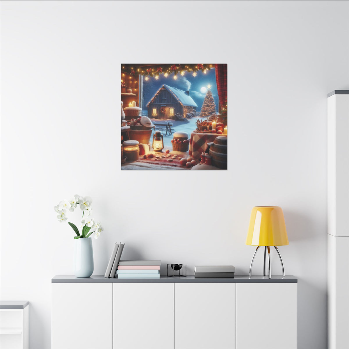Christmas Cottage Matte Canvas Wall Art