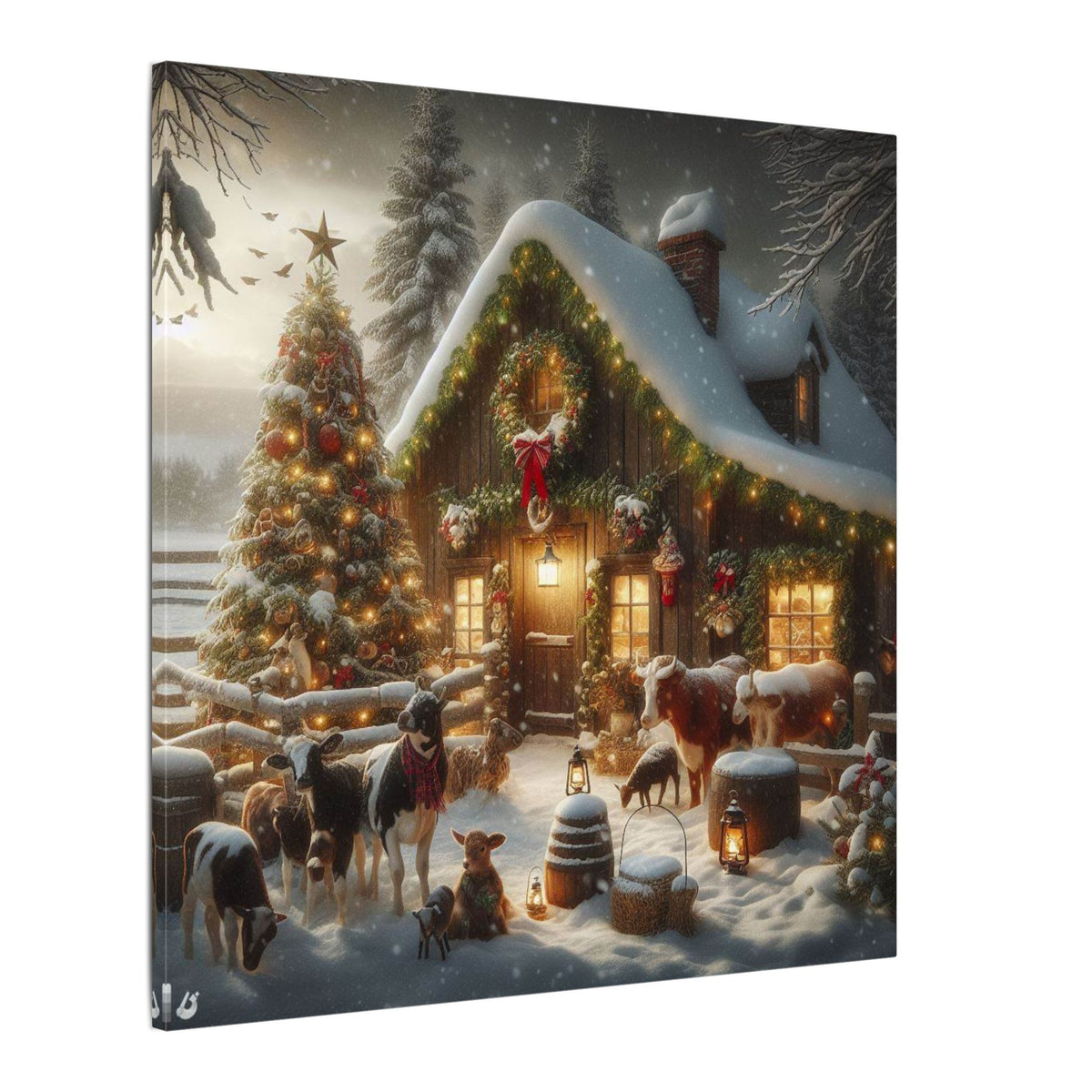 Christmas Cottage Canvas Wall Art