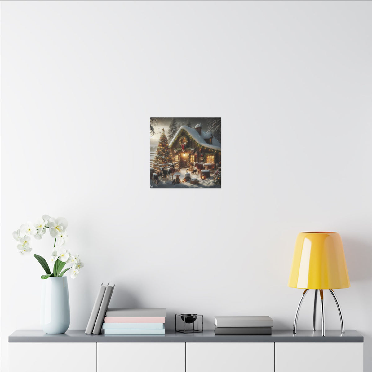 Christmas Cottage Canvas Wall Art