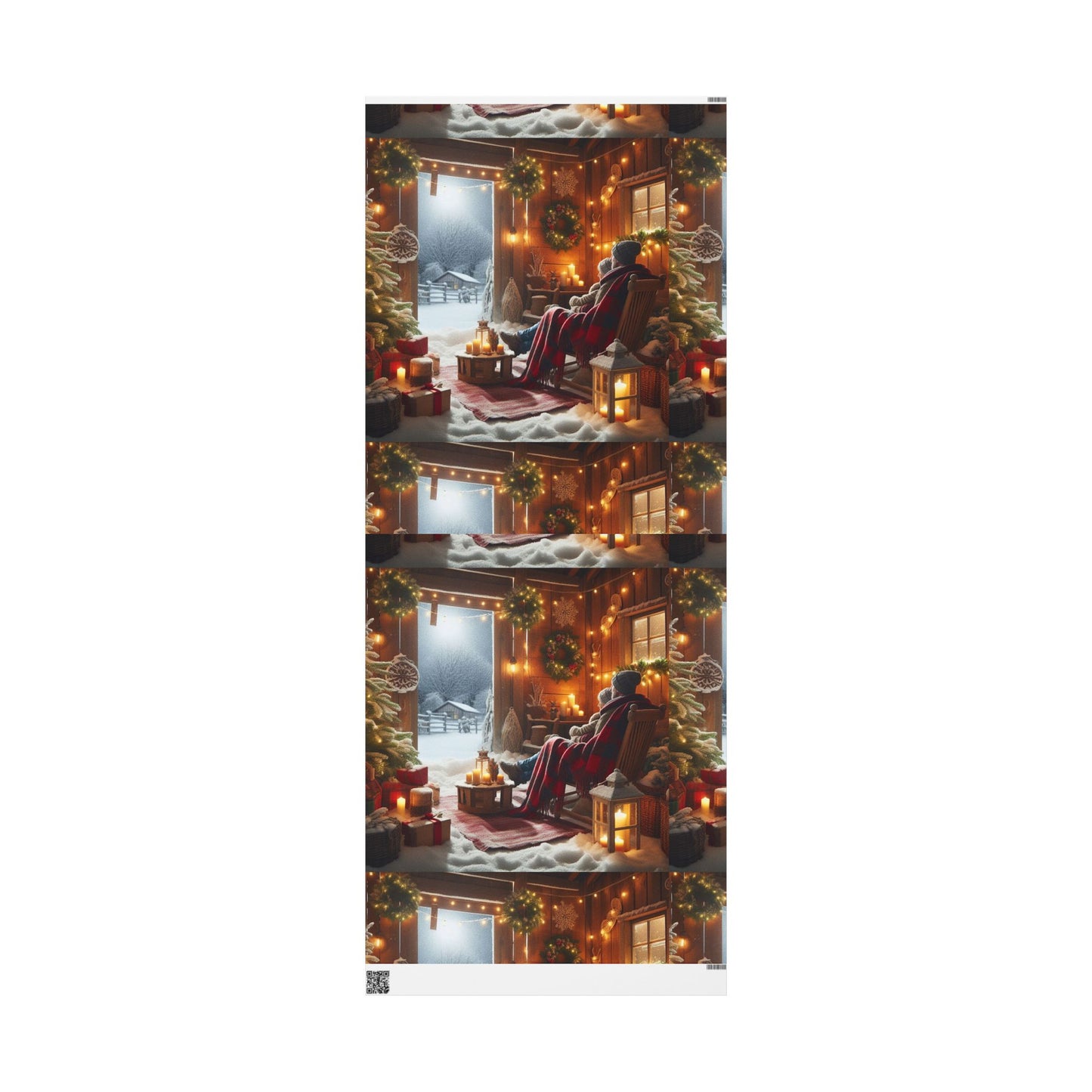 Cozy Cabin Christmas Wrapping Paper Roll — Rustic Scene Christmas Gift Wrap