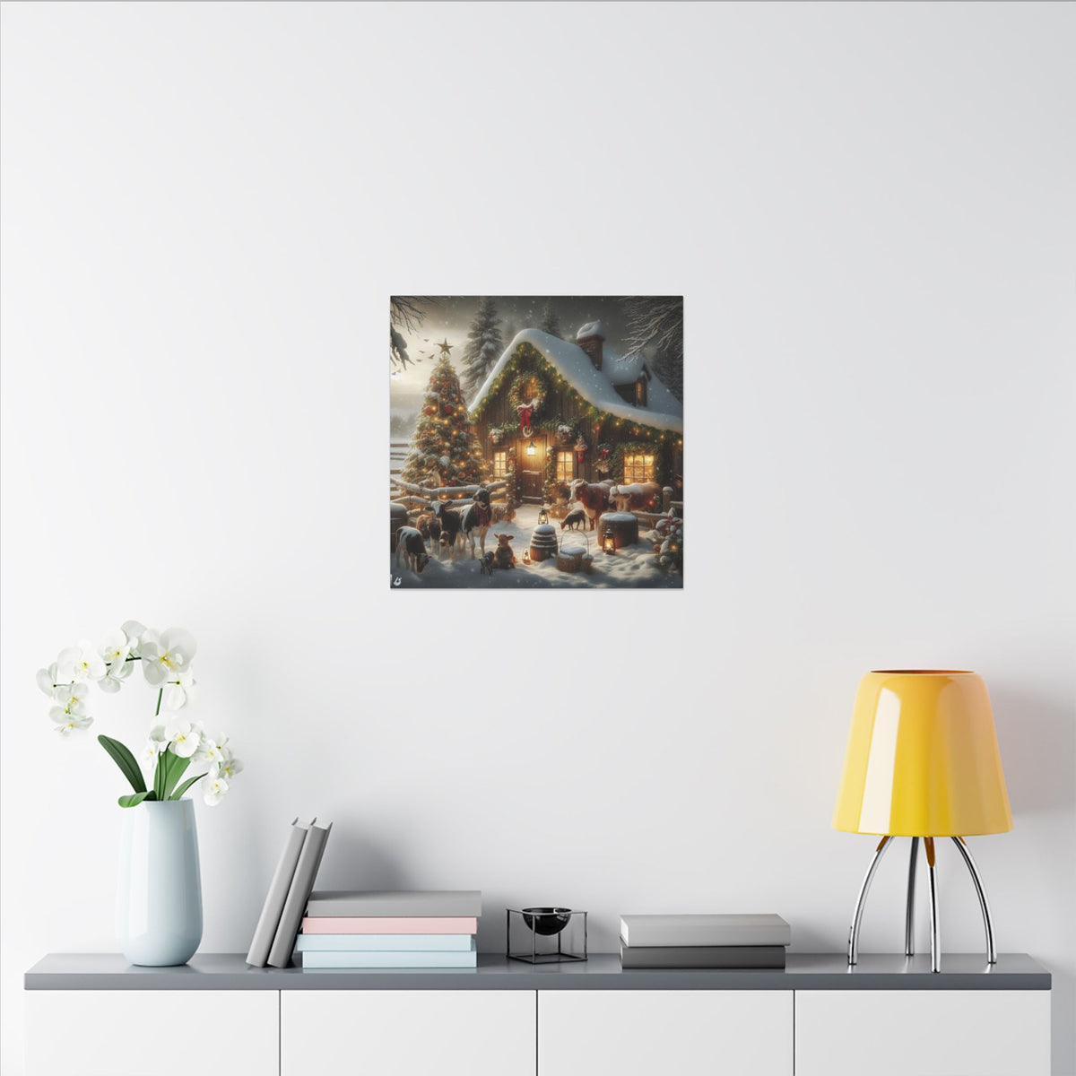 Christmas Cottage Canvas Wall Art