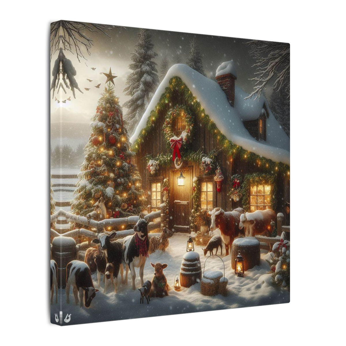 Christmas Cottage Canvas Wall Art