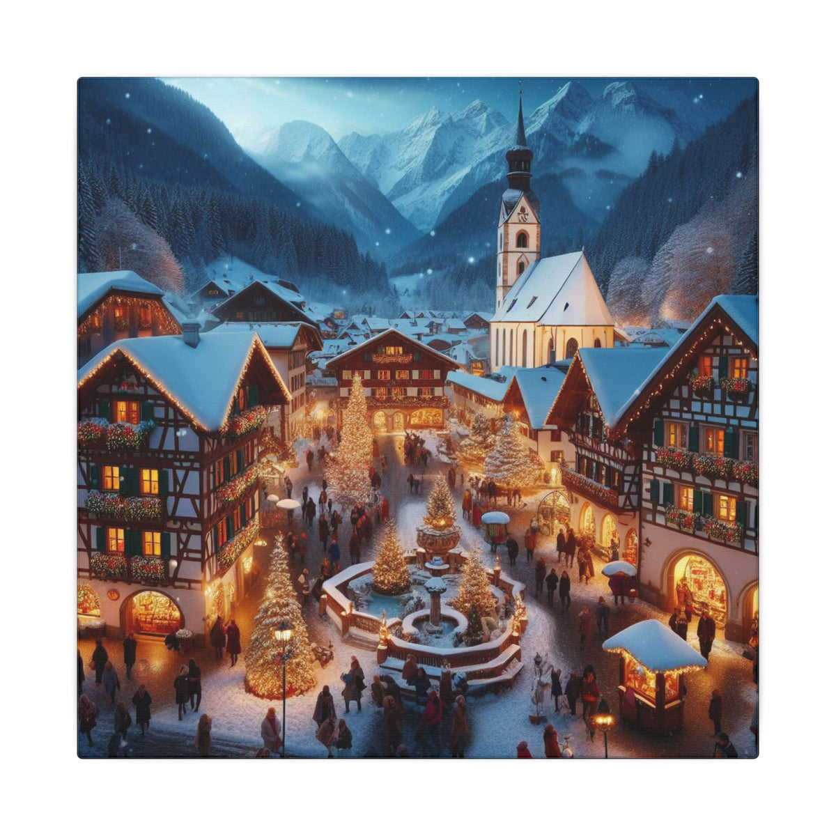 German Winter Village Christmas Canvas Print