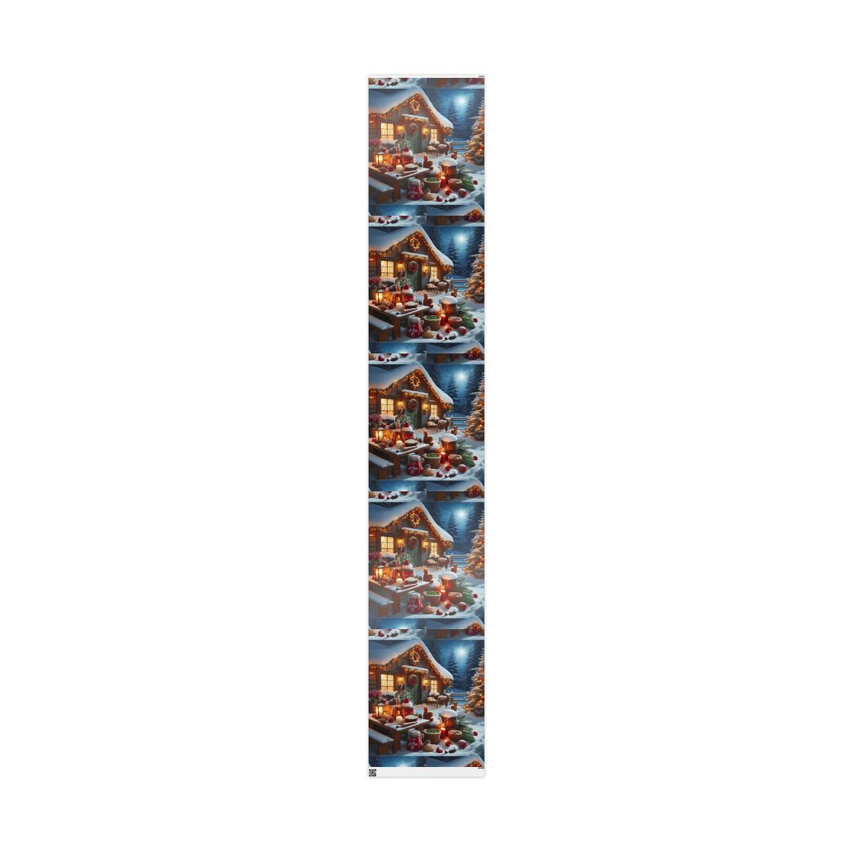 Christmas Cottage Wrapping Paper Roll — Cozy Winter Village Gift Wrap