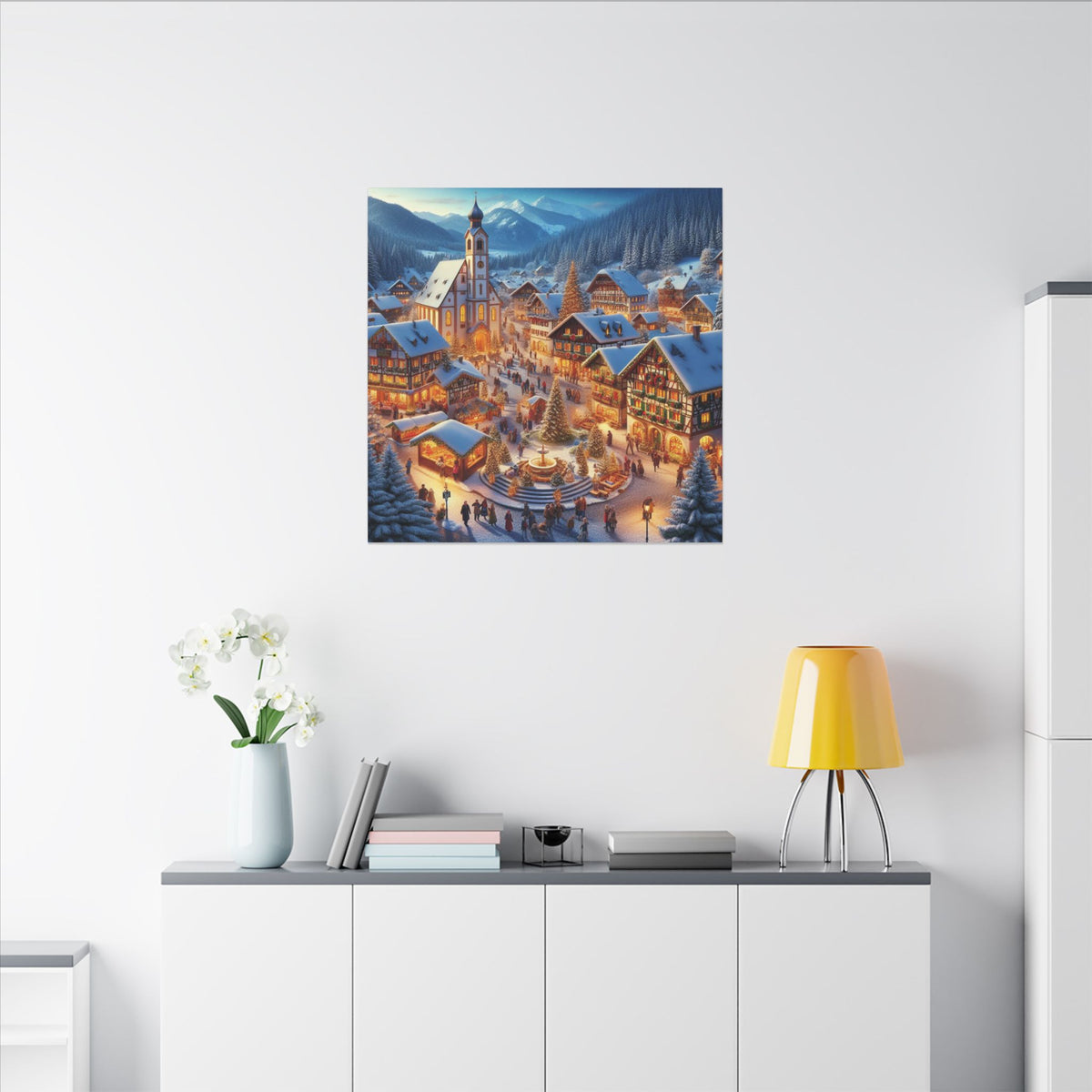 German Winter Village Christmas Canvas Wall Art