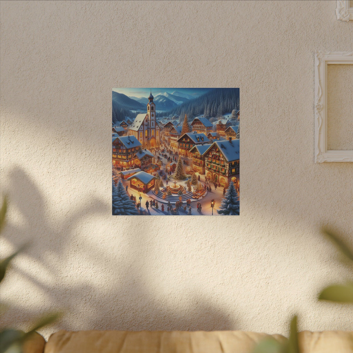 German Winter Village Christmas Canvas Wall Art