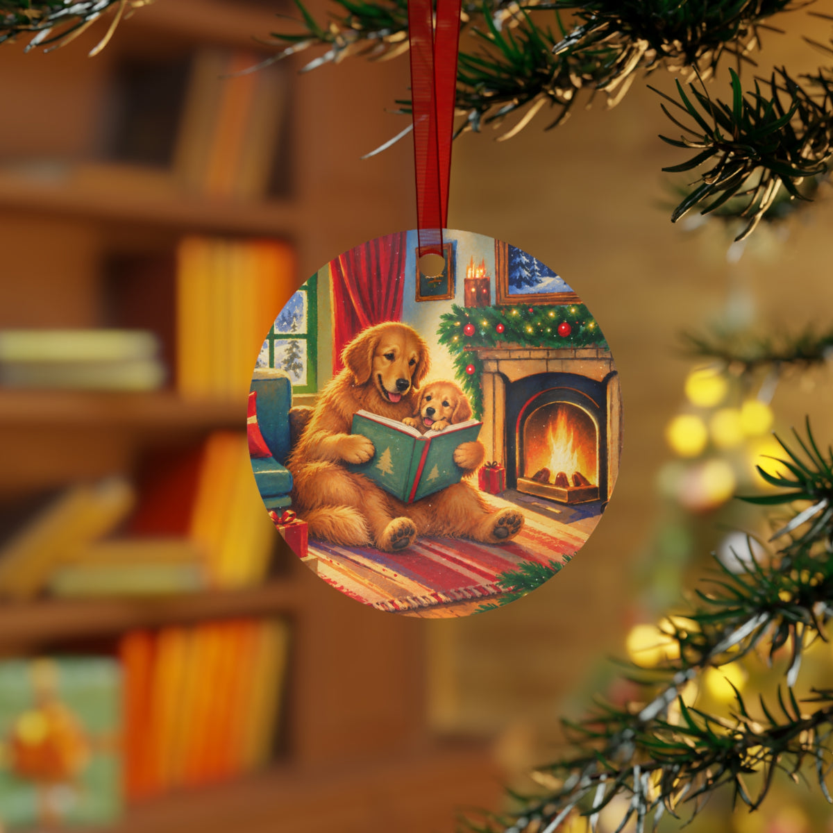 Golden Retriever Metal Christmas Ornament