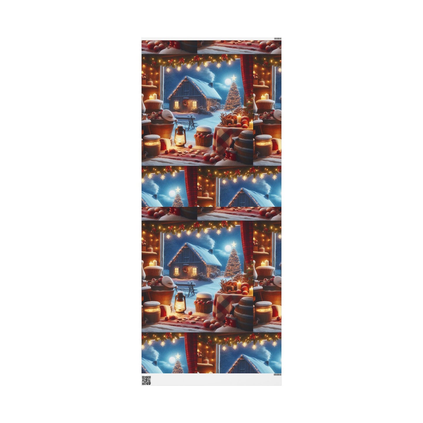 Christmas Farmhouse Wrapping Paper Roll — Cozy Holiday Gift Wrap