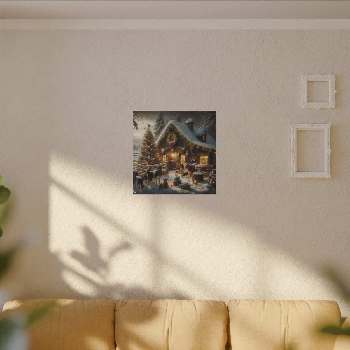 Christmas Cottage Canvas Wall Art