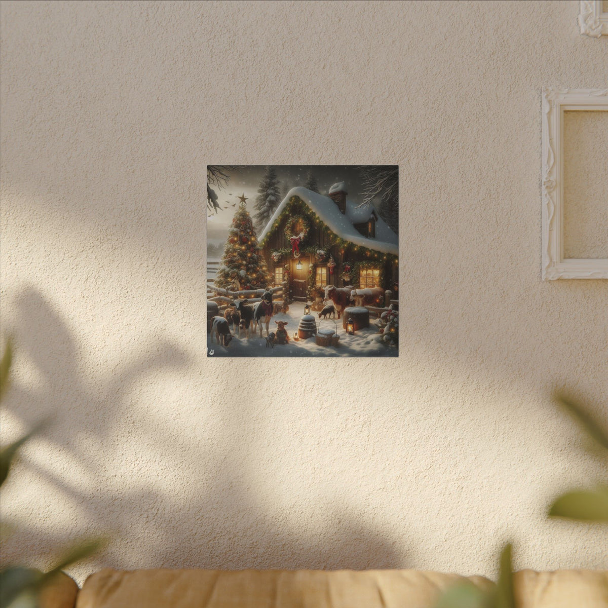 Christmas Cottage Canvas Wall Art